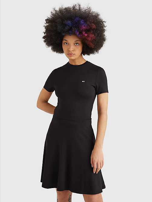 black tie back fit and flare dress for women tommy jeans