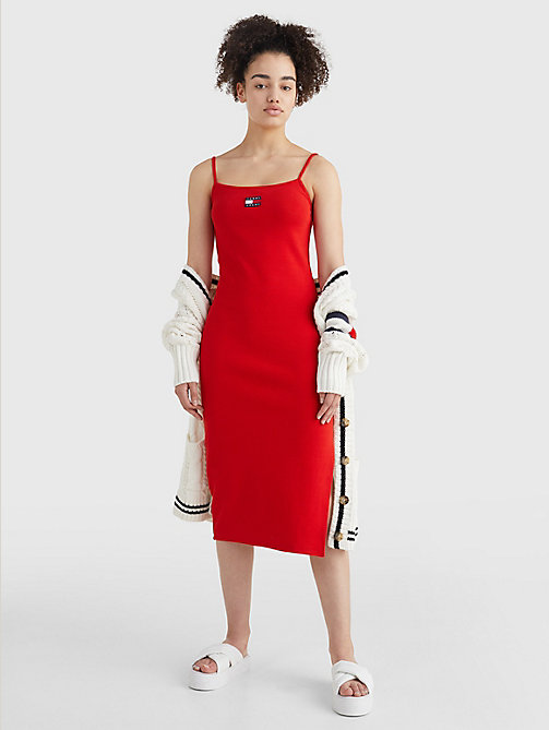 red badge bodycon midi dress for women tommy jeans