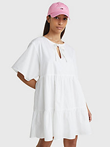 white tiered kaftan dress for women tommy jeans