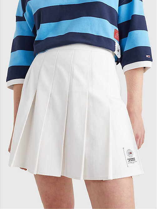 white pleated tennis skirt for women tommy jeans
