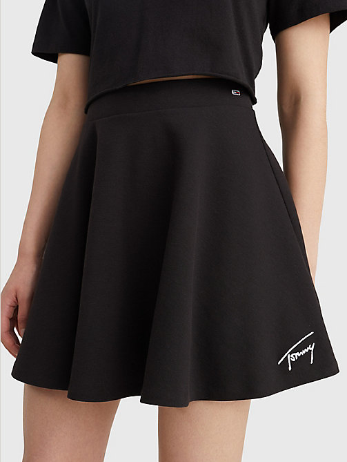 black signature fit & flare mini skirt for women tommy jeans
