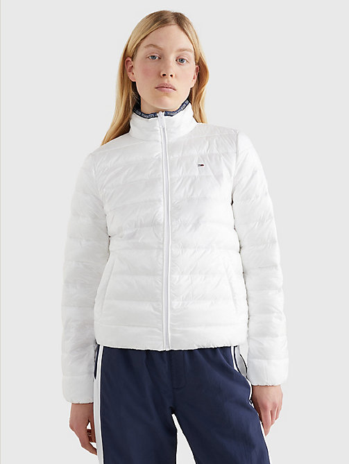 white quilted zip-thru jacket for women tommy jeans