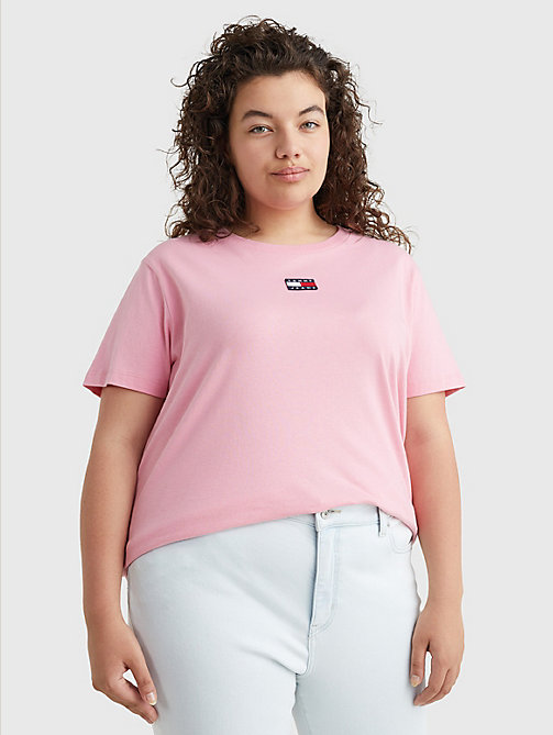 camiseta curve oversize con parche rosa de mujer tommy jeans