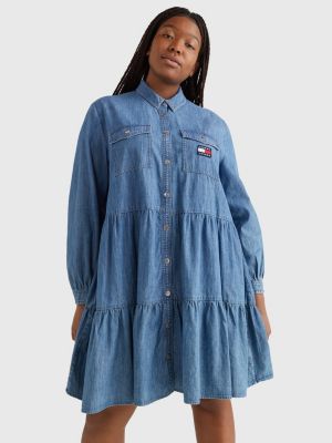 Curve Tommy Badge Denim Shirt Dress DENIM Tommy Hilfiger