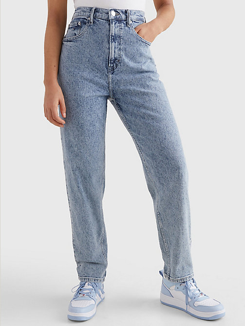 vaqueros mom cónicos de talle superalto denim de mujer tommy jeans