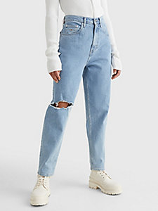 denim mom ultra high rise tapered distressed jeans for women tommy jeans