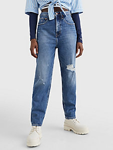denim mom tapered jeans mit ultrahohem bund für damen - tommy jeans