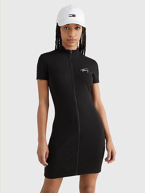 black signature bodycon dress for women tommy jeans