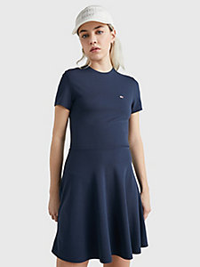 blue essential fit & flare dress for women tommy jeans
