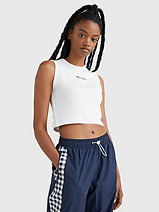 white cropped logo tank top for women tommy jeans