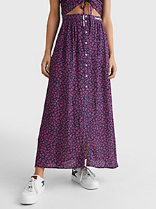 pink ditsy floral midi skirt for women tommy jeans