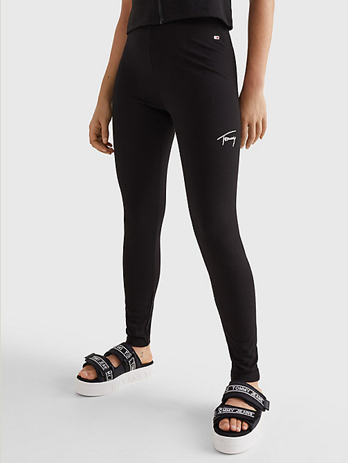 legging skinny long à logo signature noir pour femmes tommy jeans