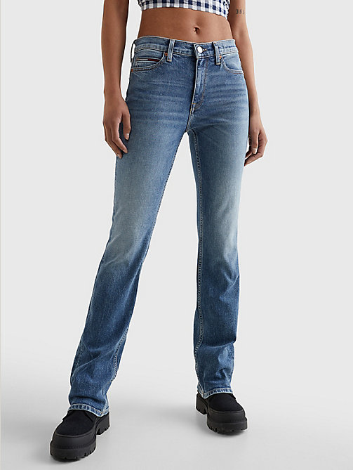 denim maddie mid rise bootcut faded jeans for women tommy jeans