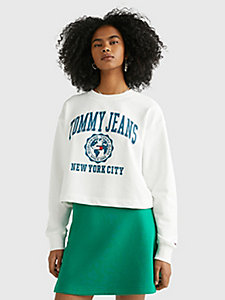 white college logo cropped sweatshirt for women tommy jeans