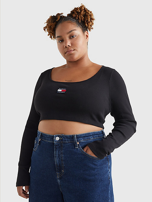 black curve badge long sleeve t-shirt for women tommy jeans