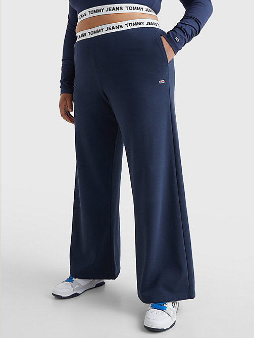 jogging décontracté curve avec taille à logo bleu pour femmes tommy jeans