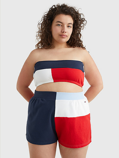 red curve archive colour-blocked bandeau for women tommy jeans