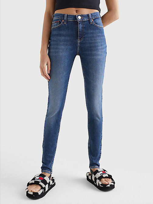 denim nora skinny jeans mit mittelhohem bund für damen - tommy jeans
