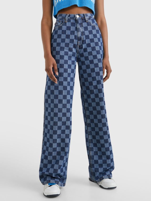 Claire High Rise Wide Checkerboard Jeans