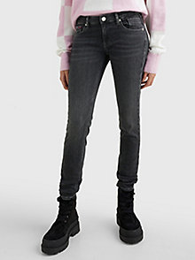 denim scarlett low rise skinny jeans met fading voor dames - tommy jeans