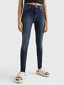 denim nora medium rise skinny jeans met fading voor dames - tommy jeans