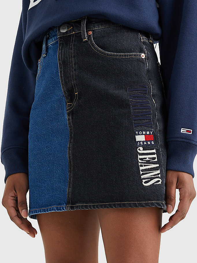 denim recycled two-tone denim skirt for women tommy jeans