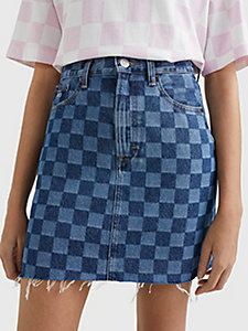 denim checkerboard denim skirt for women tommy jeans