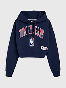blue tommy jeans & nba cropped hoody for women tommy jeans