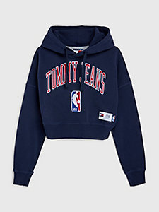 blue tommy jeans & nba cropped hoody for women tommy jeans