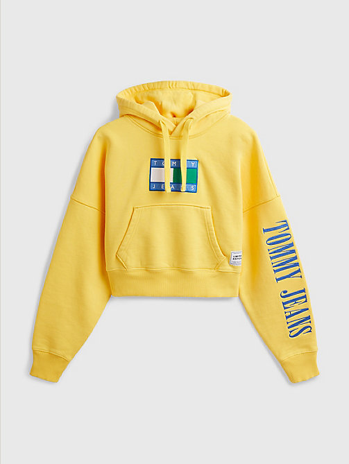 yellow exclusive pop drop cropped hoody for women tommy jeans