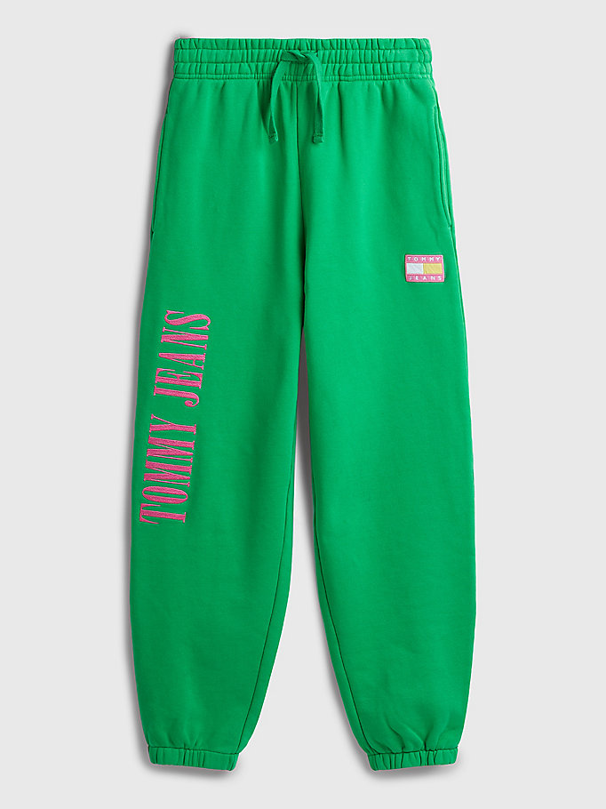 groen exclusive pop drop jogger met vlag voor dames - tommy jeans