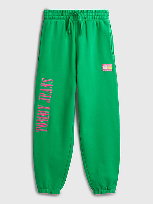 green exclusive pop drop flag joggers for women tommy jeans