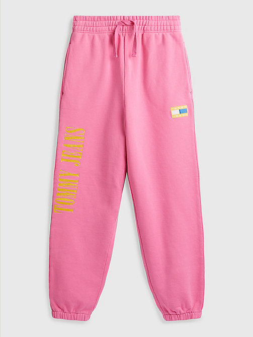 pink exclusive pop drop flag joggers for women tommy jeans