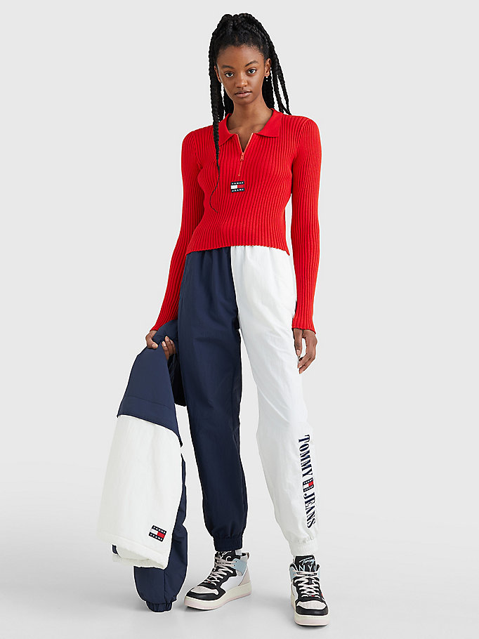 red badge half-zip ribbed jumper for women tommy jeans