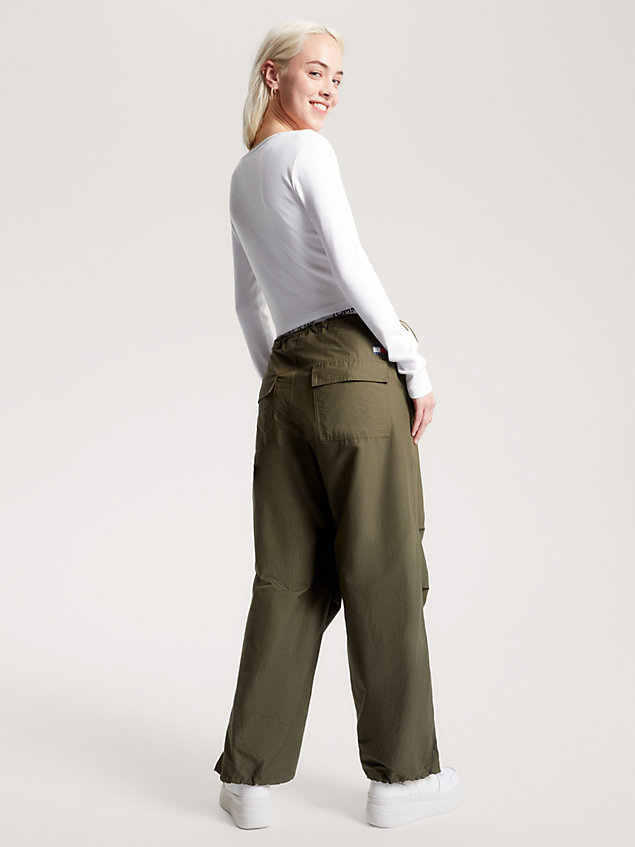 white essential geripptes cropped fit langarmshirt für damen - tommy jeans