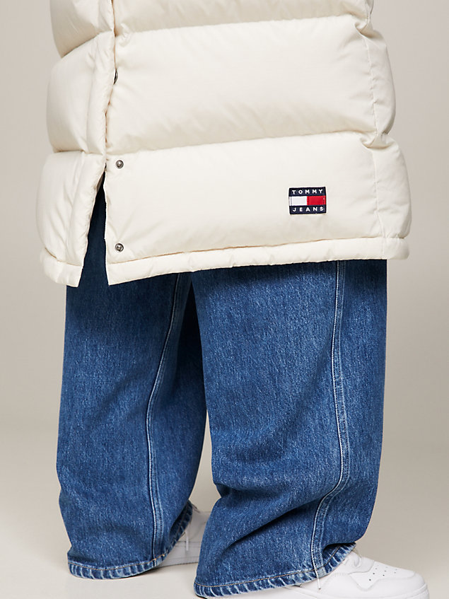 beige maxi length alaska puffer coat for women tommy jeans