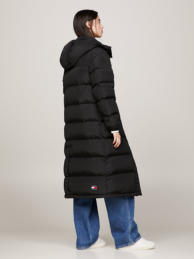 black płaszcz typu puffer alaska o długości maxi dla kobiety - tommy jeans