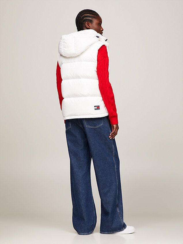 white hooded alaska puffer vest for women tommy jeans