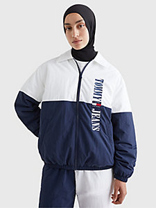 white archive colour-blocked logo jacket for women tommy jeans