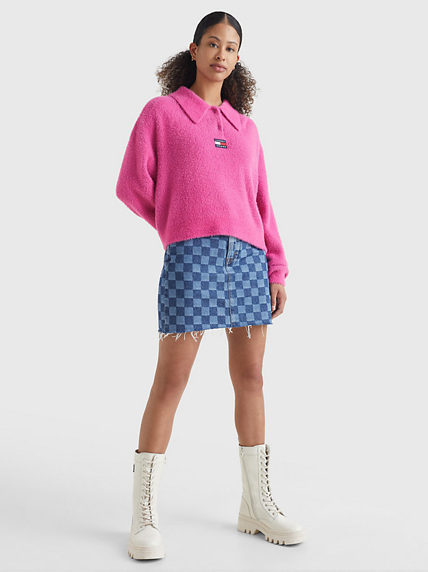 PINK AMOUR Boxy Cropped Polo Jumper for women TOMMY JEANS