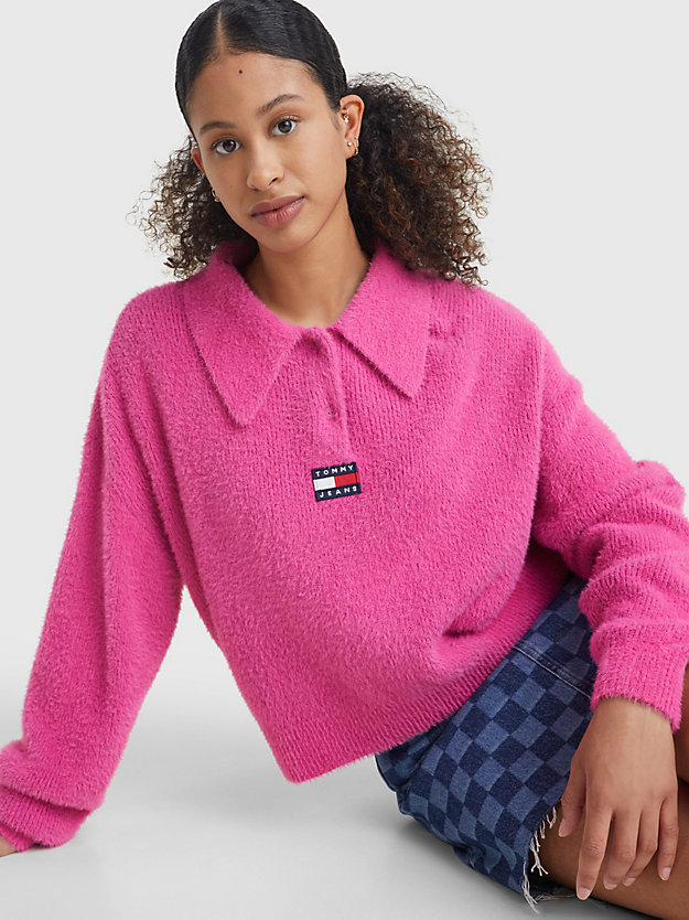 PINK AMOUR Boxy fit cropped polotrui voor dames TOMMY JEANS