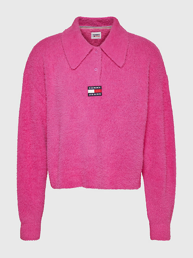 PINK AMOUR Boxy Cropped Polo Jumper for women TOMMY JEANS