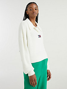 wit boxy fit cropped polotrui voor dames - tommy jeans