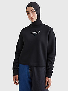 zwart essential relaxed fit sweatshirt met logo voor women - tommy jeans