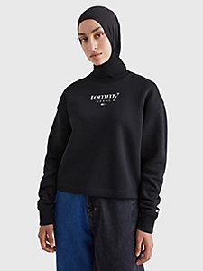 black essential logo relaxed fit sweatshirt for women tommy jeans