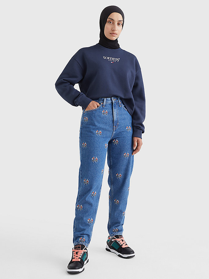 blue essential logo relaxed fit sweatshirt for women tommy jeans