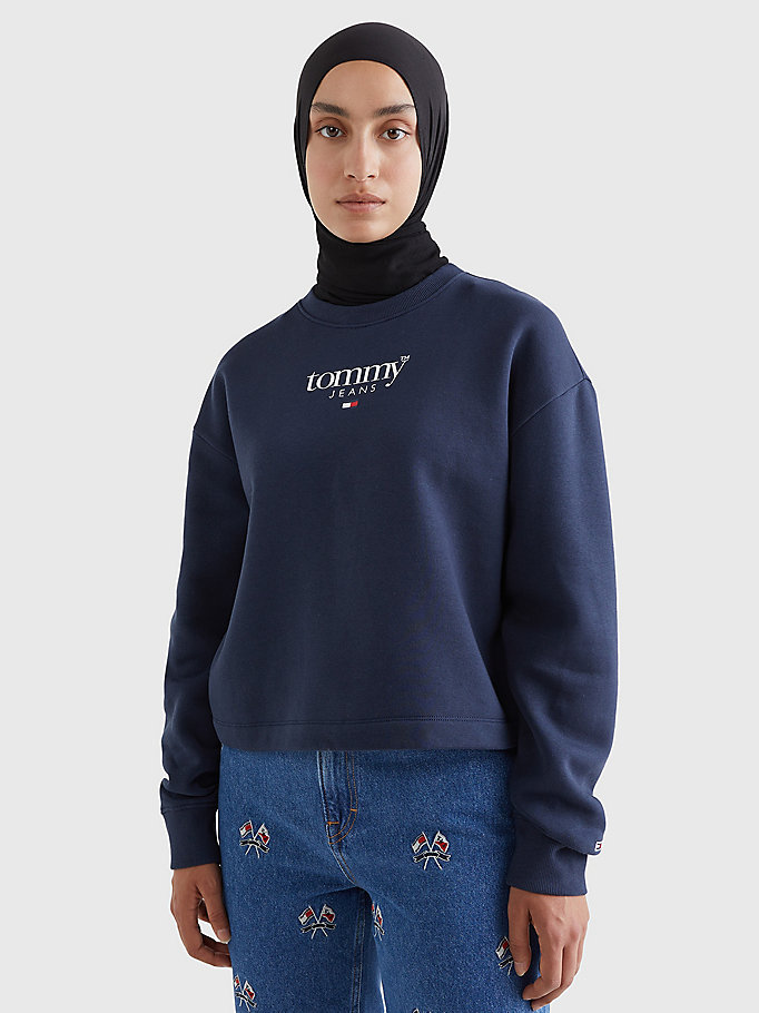 blue essential logo relaxed fit sweatshirt for women tommy jeans