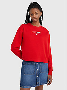 red essential logo relaxed fit sweatshirt for women tommy jeans