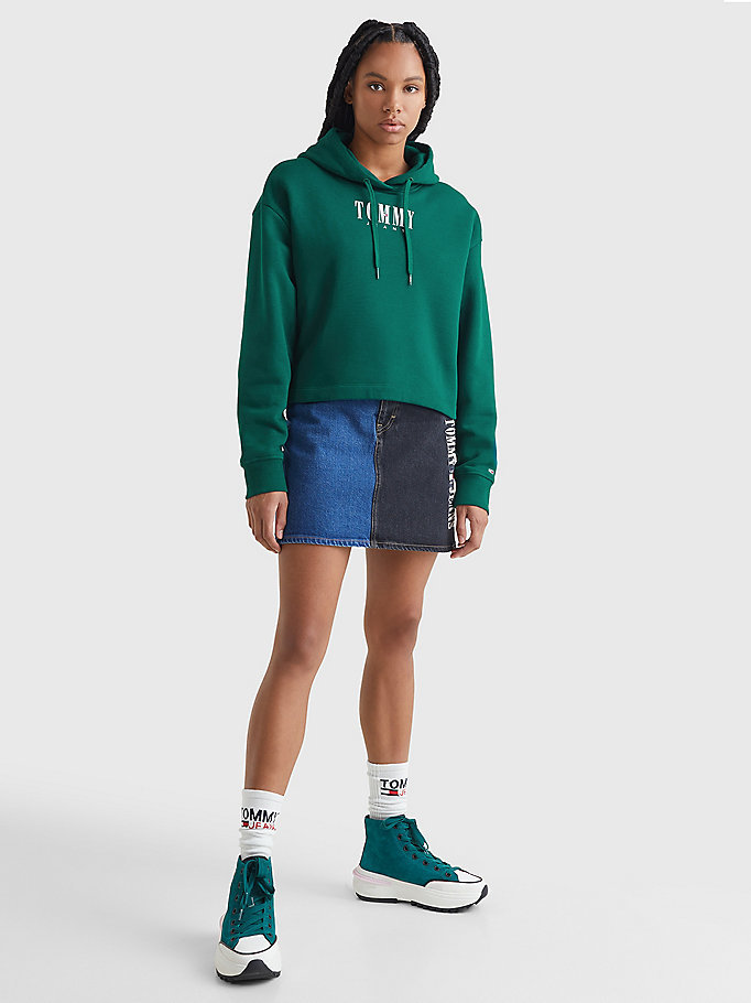 grün essential relaxed fit hoodie mit logo für damen - tommy jeans