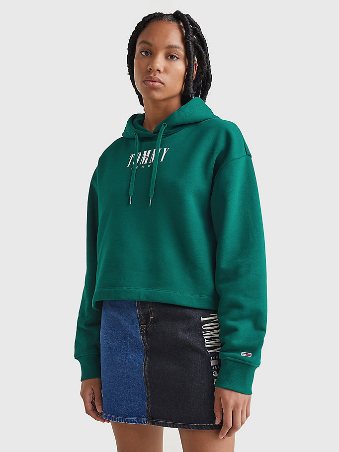 grün essential relaxed fit hoodie mit logo für damen - tommy jeans